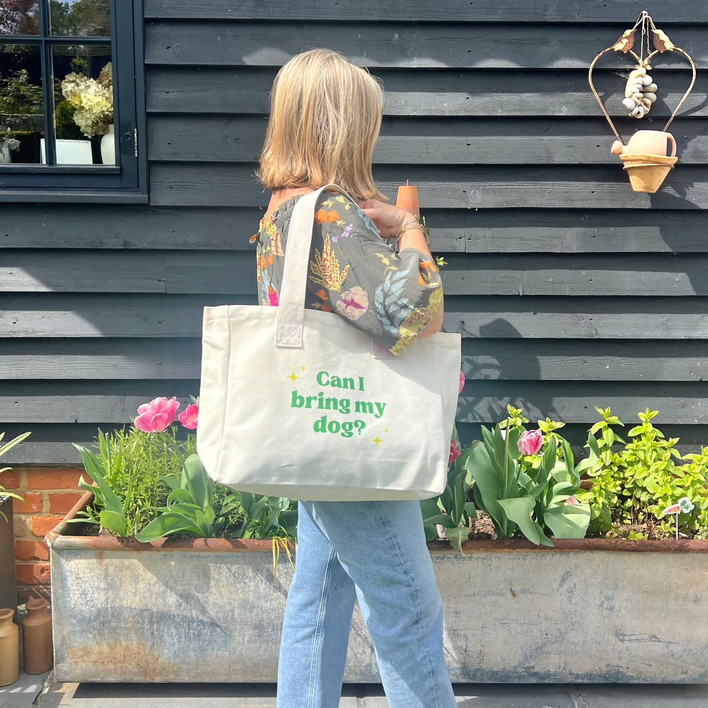 Bolso grande para perros de lona y algodón